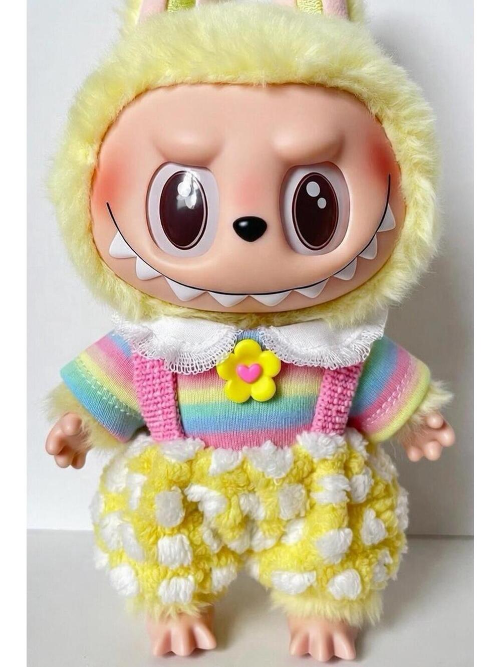 Labubu Outfit Rainbow Striped Top + Fluffy Yellow Bloomers Doll Clothes No Doll